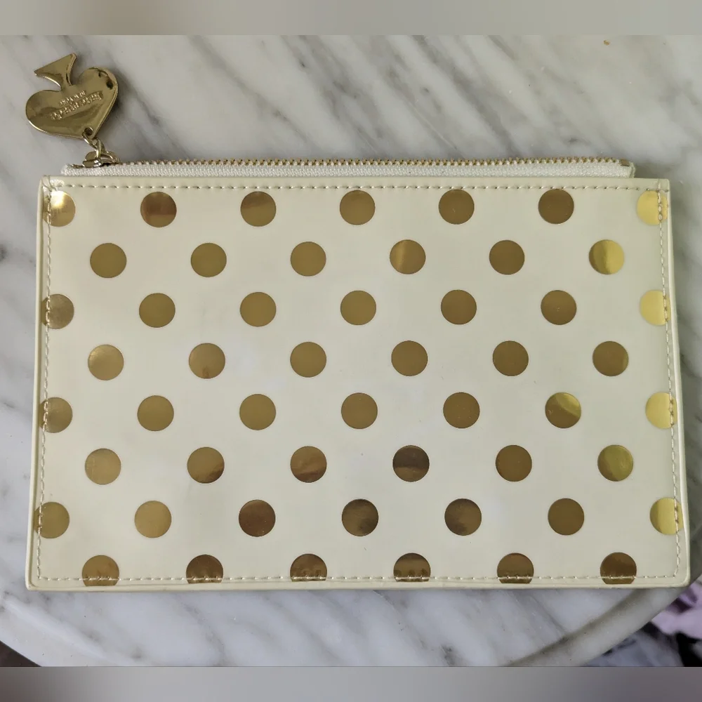Kate Spade Gold/Cream Polka Dot Pencil Clutch